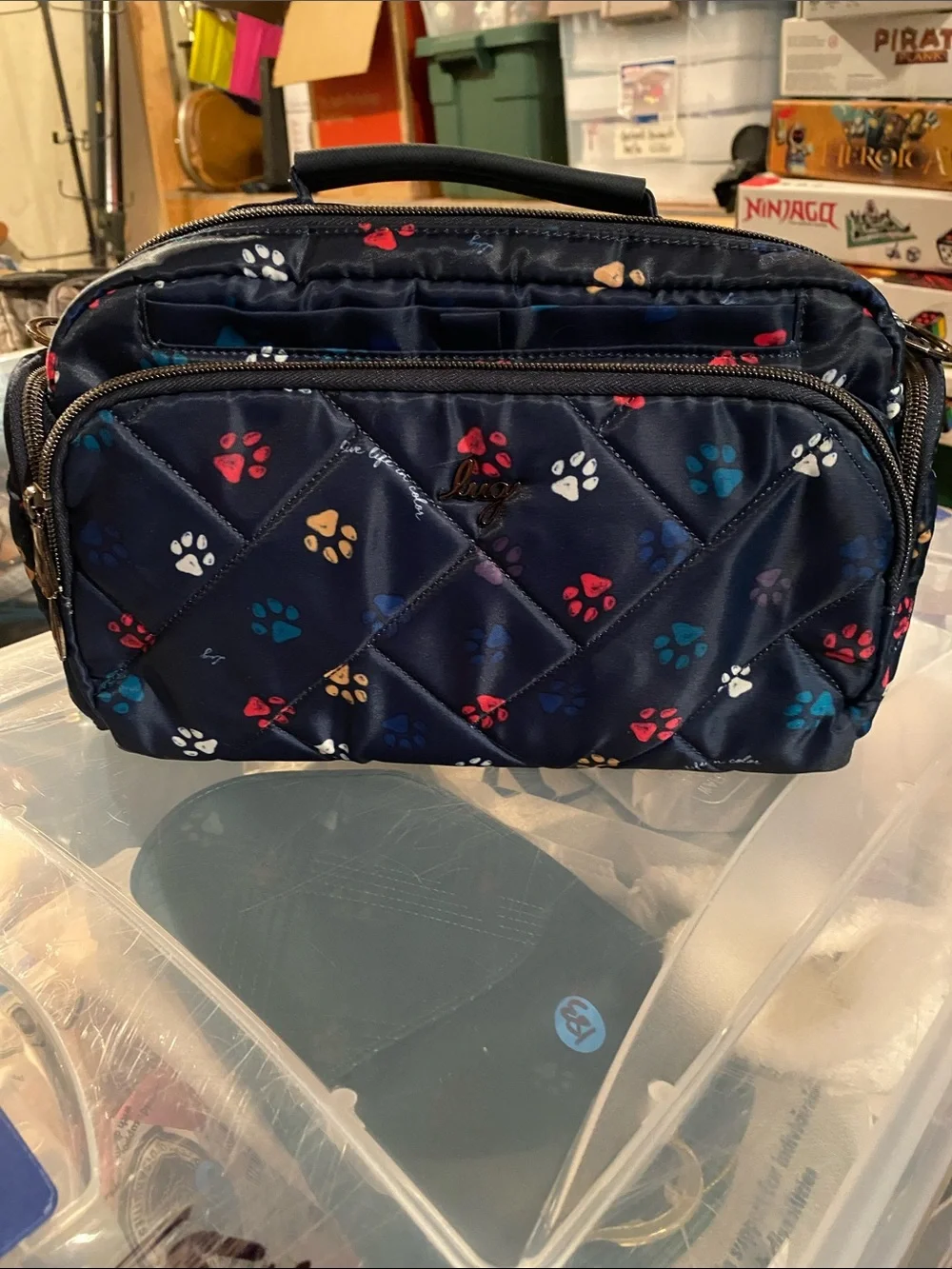 Lug Trolley CB (crossbody cosmetic carrier) NEW. “Paws Navy”